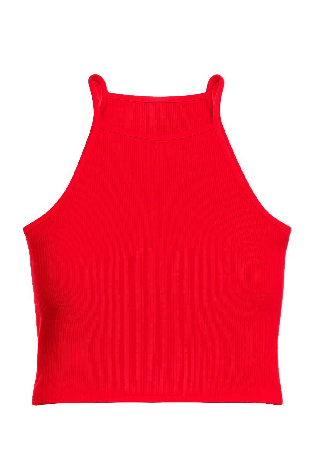 Womenster Ribbed Halter Neck Racer Crop Top
