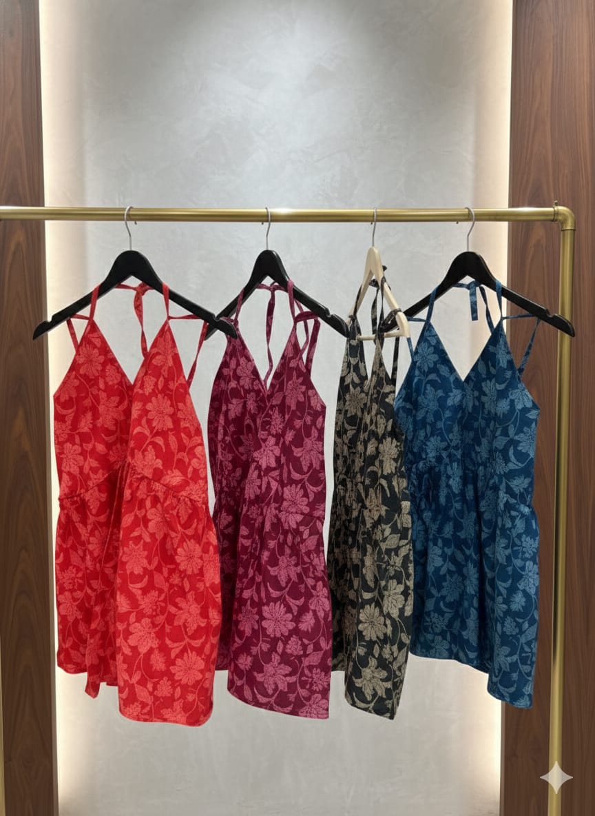 Spaghetti Halter Neck Short Kurti