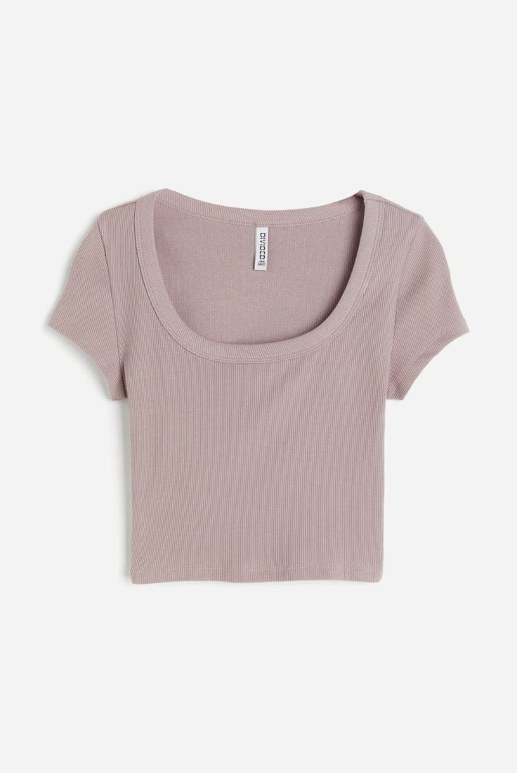 Cropped Ribbed T-shirt